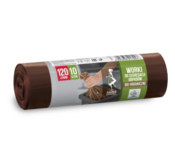 Worki do segregacji odpadów 120L ANNA ZARADNA kol. brązowy BIO 10 szt. [ST-AZ-017027]