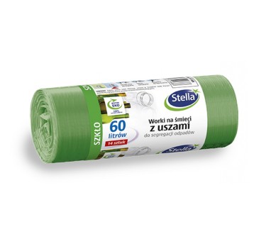 Worki do segregacji odpadów zawiązywane 60L STELLA kol. zielony 14 szt. [ST-ST-035168]