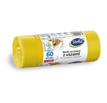 Worki do segregacji odpadów zawiązywane 60L STELLA kol. żółty 14 szt. [ST-ST-035144]