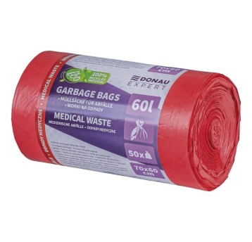 Worki na odpady medyczne 60L DONAU EXPERT kol. czerwony LDPE 50 szt. [22387723-04]