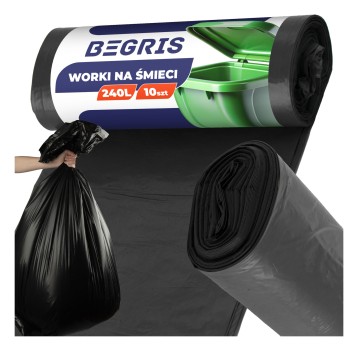 Worki na śmieci 240L BEGRIS kol. czarny extra mocne 10 szt.