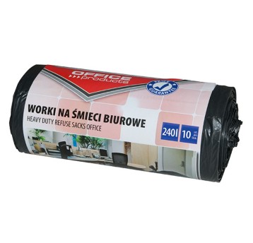 Worki na śmieci 240L OFFICE PRODUCTS kol. czarny LDPE mocne 10 szt. [22021252-05]