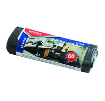 Worki na śmieci 60L OFFICE PRODUCTS kol. czarny LDPE mocne 10 szt. [22021222-05]