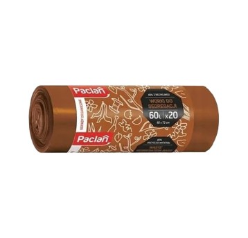 Worki na śmieci 60L PACLAN kol. brązowy 20 szt.