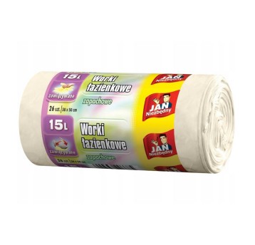 Worki na śmieci zawiązywane 15L JAN NIEZBĘDNY kol. kremowy łazienkowe 26 szt.