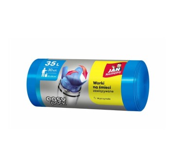 Worki na śmieci zawiązywane 35L JAN NIEZBĘDNY kol. niebieski 30 szt.