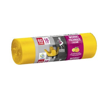 Worki na śmieci zawiązywane 60L ANNA ZARADNA kol. żółty zapach cytrusów 16 szt. [WNS-3645]