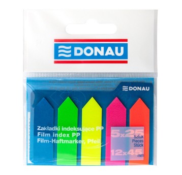 Zakładki indeksujące 12 x 42mm tworzywo DONAU wielokolorowy neonowy 125 zakładek (5 x 25) [7556001PL-99]
