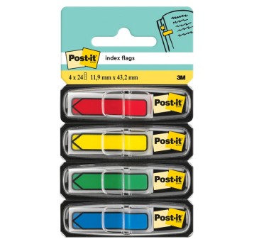 Zakładki indeksujące 12 x 43mm tworzywo POST-IT 684-ARR3 wielokolorowy neonowy z dyspenserem 96 zakładek (4 x 24) strzałki [3M-70071353604]