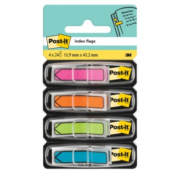 Zakładki indeksujące 12 x 43mm tworzywo POST-IT 684-ARR4 wielokolorowy neonowy z dyspenserem 96 zakładek (4 x 24) strzałki [3M-70071353612]