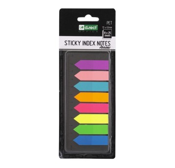 Zakładki indeksujące 12 x 45mm tworzywo D.RECT wielokolorowy 200 zakładek (25 x 8) strzałka z linijką [110505]