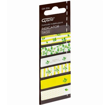 Zakładki indeksujące 12 x 45mm tworzywo GRAND wielokolorowy 120 zakładek liście 6 kol. po 20 zakładek [GR-206L]