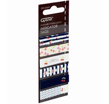 Zakładki indeksujące 12 x 45mm tworzywo GRAND wielokolorowy 120 zakładek wiśnie 6 kol. po 20 zakładek [GR-206W]