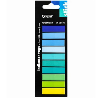 Zakładki indeksujące 12 x 45mm tworzywo GRAND wielokolorowy 200 zakładek Forest lake 10 kol. po 20 zakładek [GR-089-20]