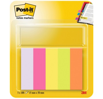 Zakładki indeksujące 15 x 50mm papier POST-IT 670/5 wielokolorowy 500 zakładek (5 x 100) [3M-UU009543362]