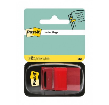 Zakładki indeksujące 25 x 43mm tworzywo POST-IT 680-1 kol. czerwony z dyspenserem 50 zakładek [3M-70071392719]