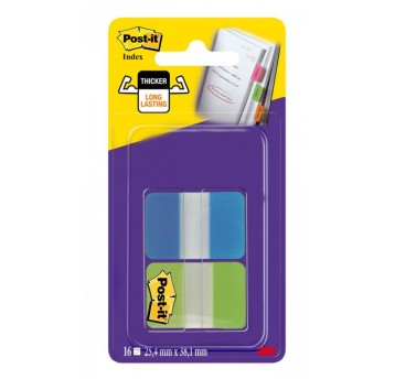 Zakładki indeksujące 38 x 25,4mm tworzywo POST-IT 686-AL wielokolorowy 16 zakładek (2 x 8) strong niebieskie i zielone [3M-UU008030809]