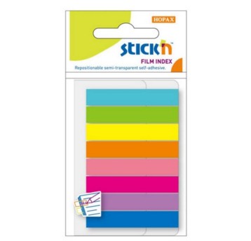 Zakładki indeksujące 8 x 45mm tworzywo STICK'N wielokolorowy neonowy 160 zakładek (8 x 20) [21401]