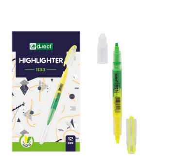 Zakreślacz D.RECT DUO 1133 ; kol. żółto-zielony dwustronny [110725]