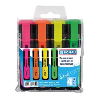 Zakreślacz DONAU D-Text mix kolorów 4 szt. [7358904PL-99]