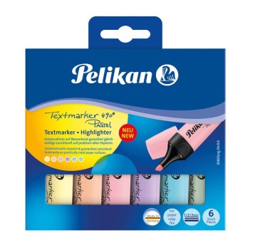 Zakreślacz PELIKAN 490 ; mix kolorów pastelowych 6 szt. [817325]