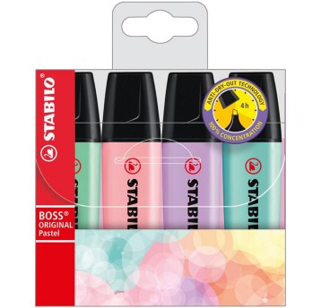 Zakreślacz STABILO Boss Pastel mix kolorów pastelowych 4 szt. w etui [70/4-2]