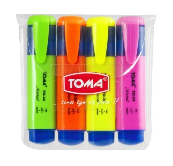 Zakreślacz TOMA Mistral mix kolorów neonowych 4 szt. [TO-334-4]