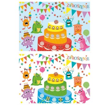 Zaproszenie ozdobne A4 170g Potworki 25 szt. GALERIA PAPIERU [219217]
