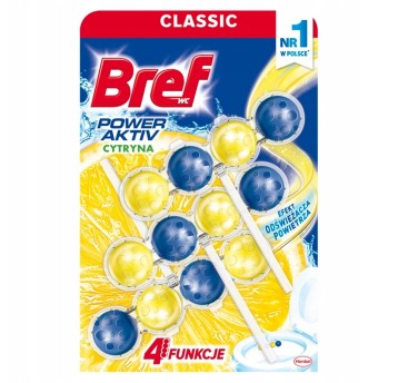 Zawieszka do WC BREF Power Aktiv cytrynowy 150g kulki (3szt x 50g)