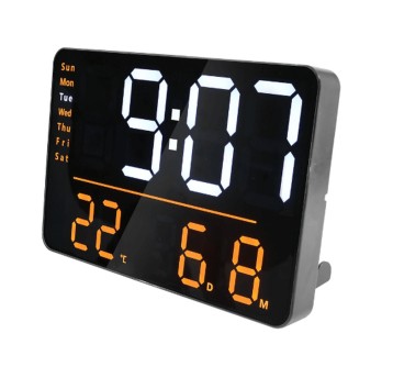 Zegar ścienny i stojący UNILUX CYFROWY NUMI LED kol. czarno-złoty 27,5 x 18,2cm zdalne sterowanie za pomocą pilota [400202319]