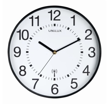 Zegar ścienny UNILUX WAVE kol. czarny metaliczny Ø30,5cm radio [400094562]