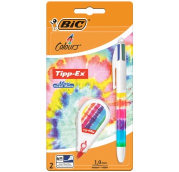 Zestaw długopis automatyczny czterokolorowy + korektor BIC 4 Colours blister [503822]
