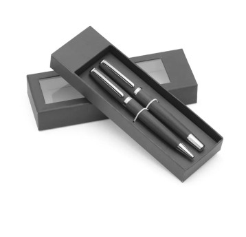 Zestaw długopis + pióro kulkowe COLORADO kol. grafitowy pudełko kartonowe [19621-15]