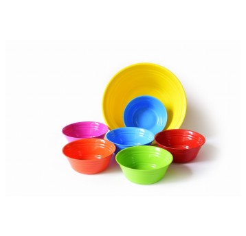 Zestaw misek na żywność tworzywo sztuczne mix kolorów 6 szt. 600ml MINTRA PARTY + 1 szt. 4L pomarańczowa [99030]