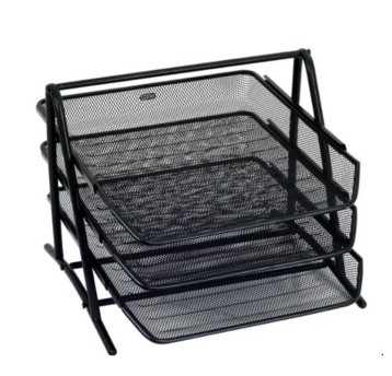 Zestaw na dokumenty z 3 szufladami 260 x 346 x 305mm GRAND metalowa siatka kol. czarny [GR-069]