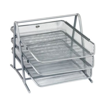 Zestaw na dokumenty z 3 szufladami 260 x 346 x 305mm GRAND metalowa siatka kol. srebrny [GR-069]