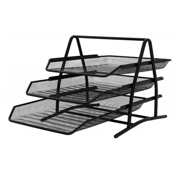 Zestaw na dokumenty z 3 szufladami 273 x 262 x 350mm Q-CONNECT OFFICE SET metalowa siatka kol. czarny [KF00823]