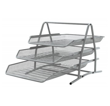 Zestaw na dokumenty z 3 szufladami 273 x 262 x 350mm Q-CONNECT OFFICE SET metalowa siatka kol. srebrny [KF00822]