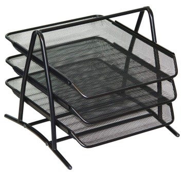 Zestaw na dokumenty z 3 szufladami 350 x 297 x 275mm LEVIATAN metalowa siatka kol. czarny [7610]