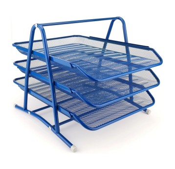 Zestaw na dokumenty z 3 szufladami 350 x 297 x 275mm LEVIATAN metalowa siatka kol. granatowy [009996]