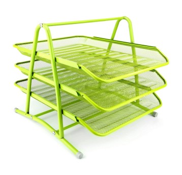 Zestaw na dokumenty z 3 szufladami 350 x 297 x 275mm LEVIATAN metalowa siatka kol. limonka [009998]