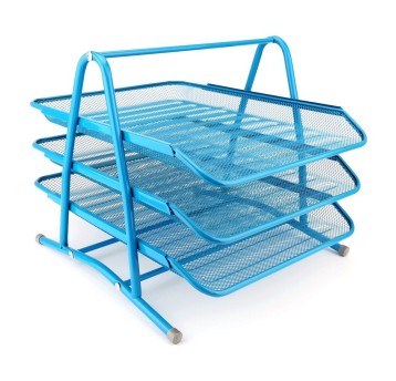 Zestaw na dokumenty z 3 szufladami 350 x 297 x 275mm LEVIATAN metalowa siatka kol. niebieski [009995]