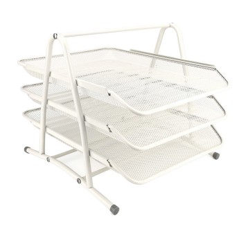 Zestaw na dokumenty z 3 szufladami 350 x 297 x 275mm LEVIATAN metalowa siatka kol. perłowy [110065]