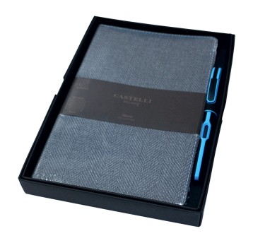 Zestaw notes + pióro PELIKAN A5- linia 192 stron 90g CASTELLI HARIS BLUE kol. niebieski 13 x 21cm [9585423]