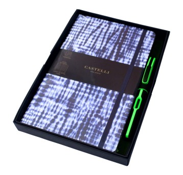 Zestaw notes + pióro PELIKAN A5- linia 192 stron 90g CASTELLI SHIBORI kol. niebieski 13 x 21cm [9585480]