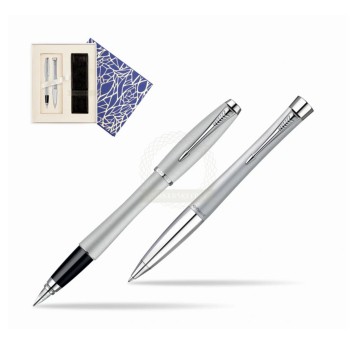 Zestaw pióro wieczne + długopis PARKER URBAN CT kol. srebrny pudełko kartonowe dodatkowo etui skóropodobne [S0823970]