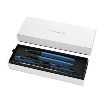 Zestaw pióro wieczne + długopis PELIKAN JAZZ NOBLE ELEGANCE AQUA kol. ciemnoniebieski pudełko prezentowe [400198413]