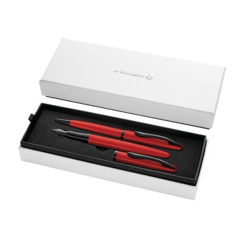 Zestaw pióro wieczne + długopis PELIKAN JAZZ NOBLE ELEGANCE RED kol. czerwony pudełko prezentowe [400198410]