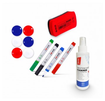 Zestaw startowy do tablic suchościeralnych MEMOBE gąbka 4 markery płyn 125ml magnesy [MZ002]