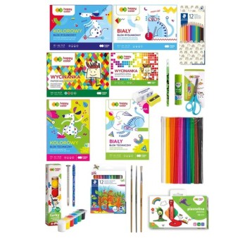 Zestaw szkolny HAPPY COLOR wyprawka kredki, ołówki, nożyczki, klej Premium Kids [HA 3SET BTS4]